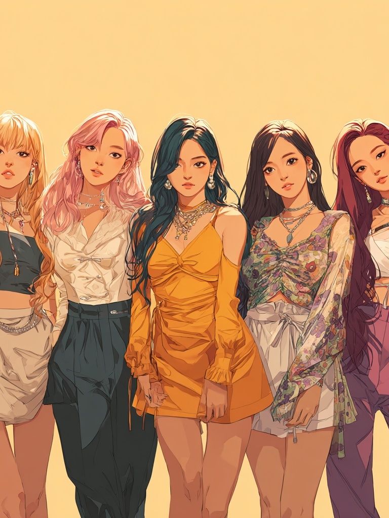 K-Pop Girl Group Illustration Poster. poster detail