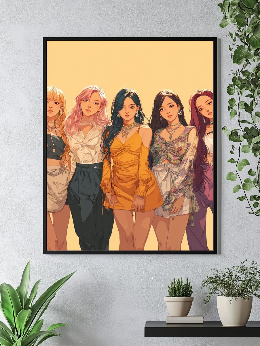K-Pop Girl Group Illustration Poster. — room view 4