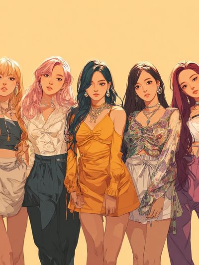 K-Pop Girl Group Illustration Poster. poster