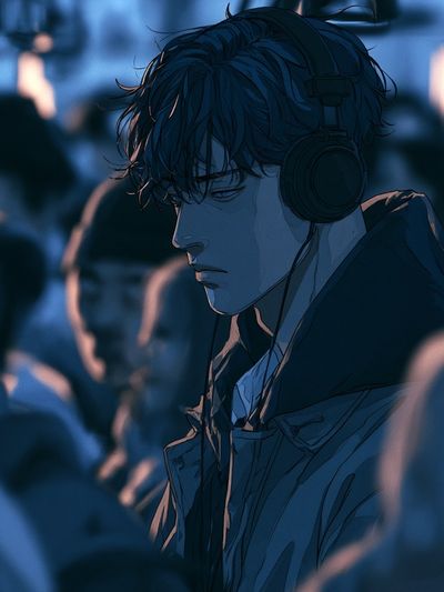 Headphones in the Crowd Anime Poster.