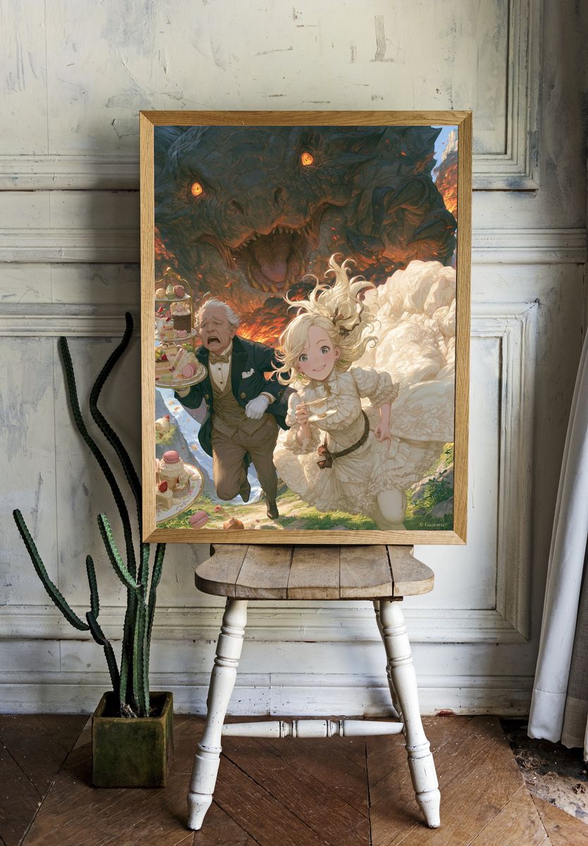 Fantasy Tea Party Dragon Poster. room preview