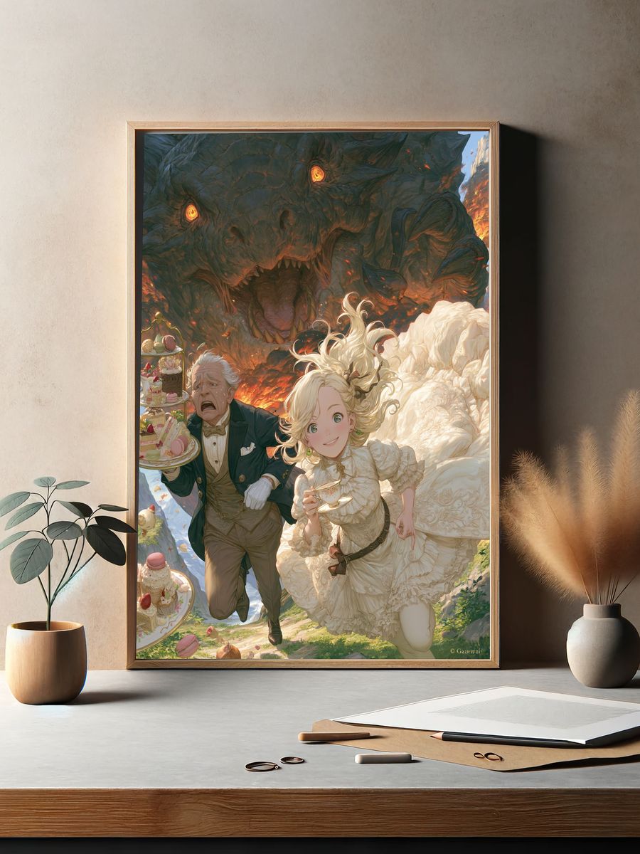 Fantasy Tea Party Dragon Poster. — room view 2