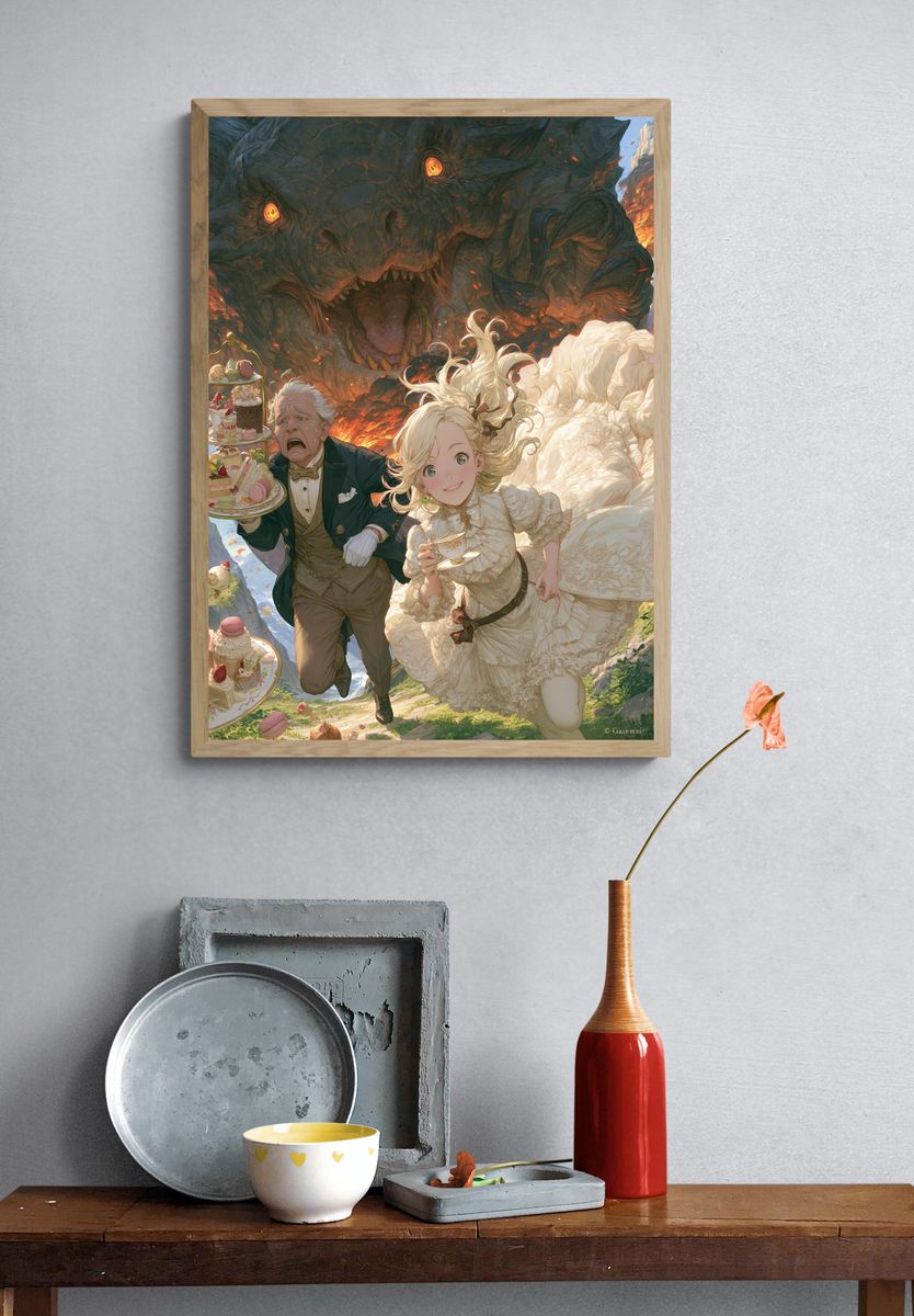 Fantasy Tea Party Dragon Poster. — room view 3