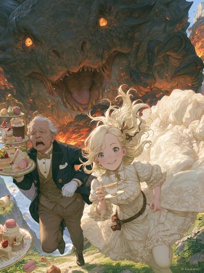 Fantasy Tea Party Dragon Poster. poster