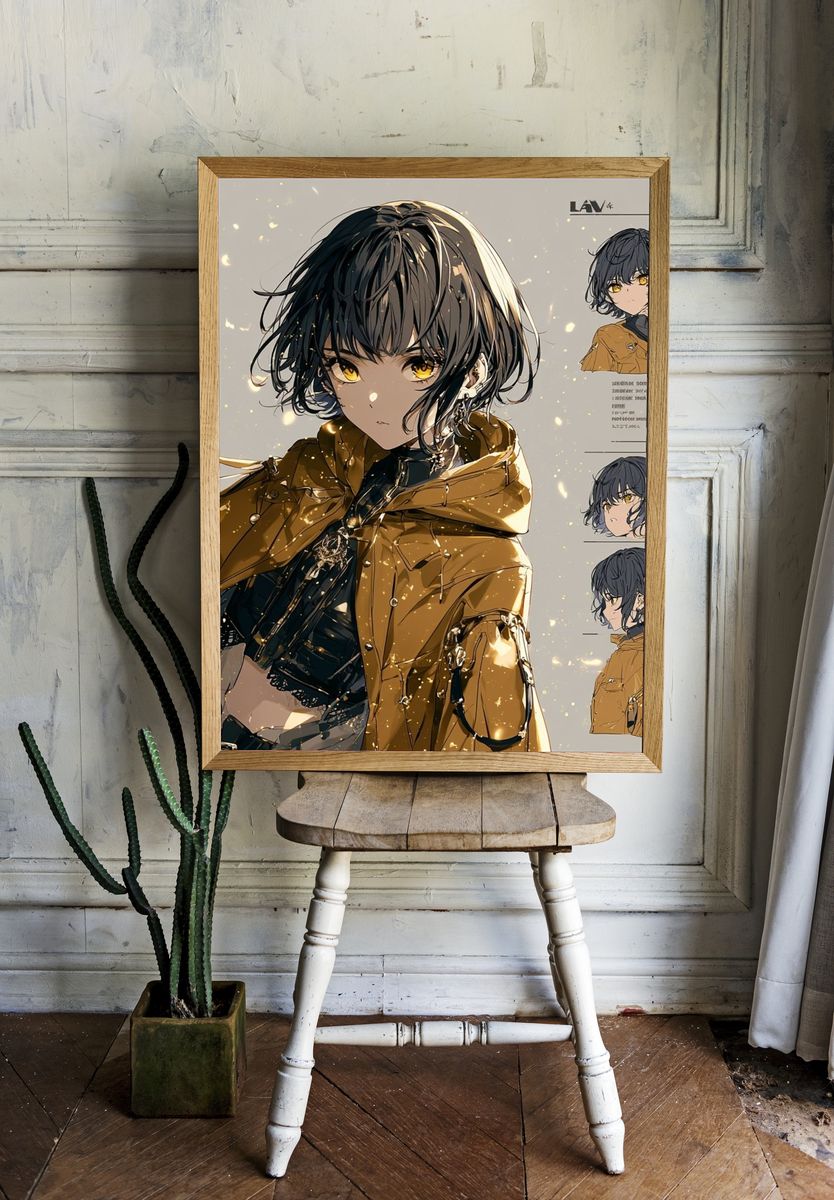 Anime Girl Portrait Print. room preview