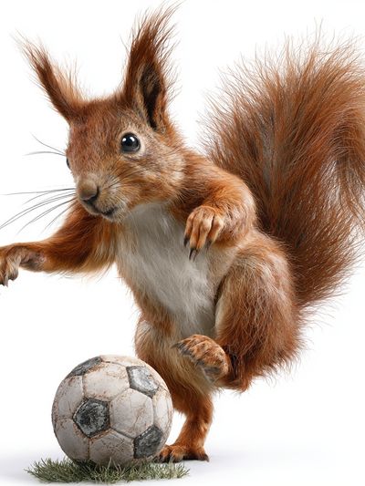 Soccer Squirrel Illustration Poster.