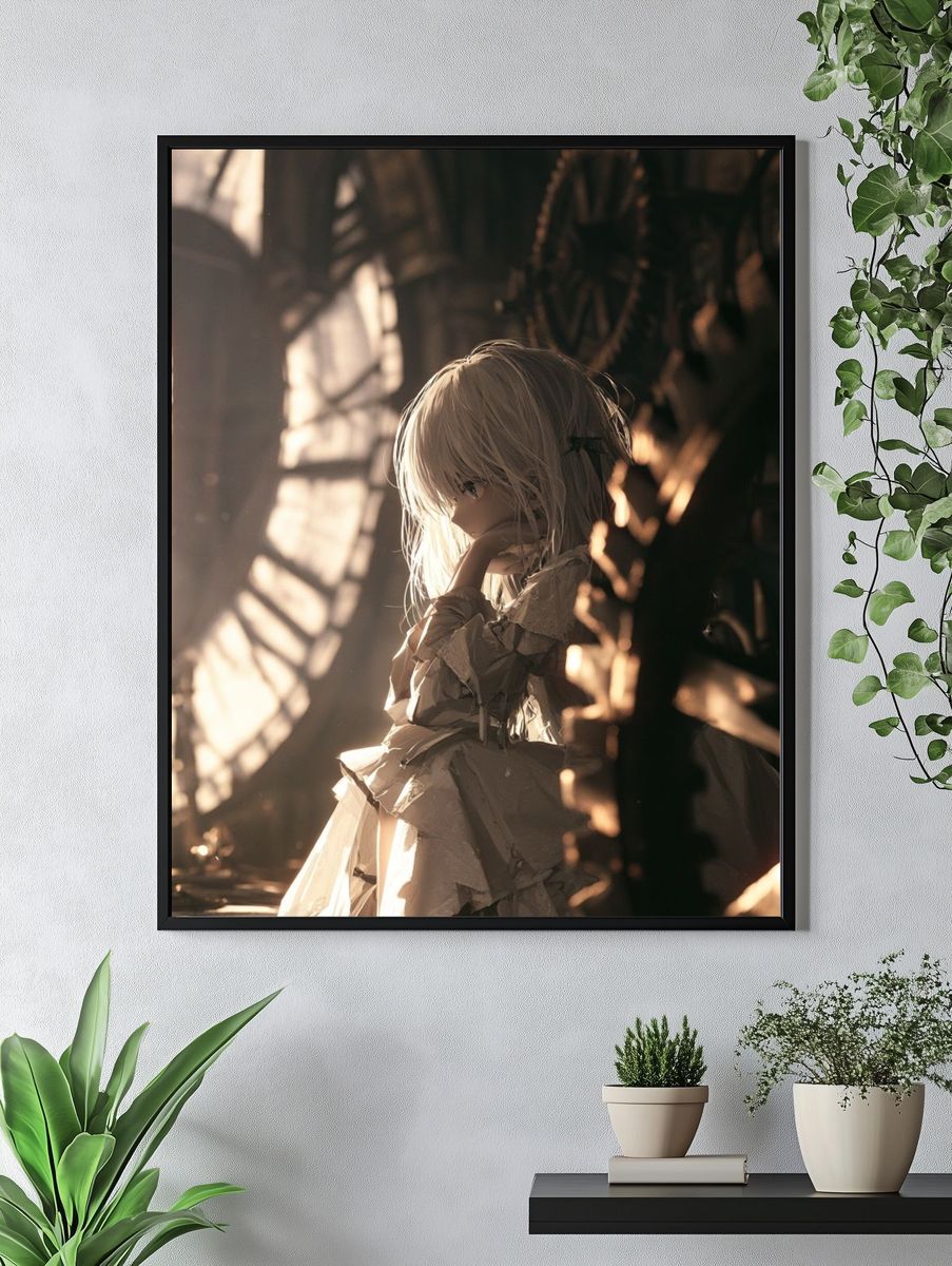 Anime Girl in Sunlit Cathedral Poster. — room view 4