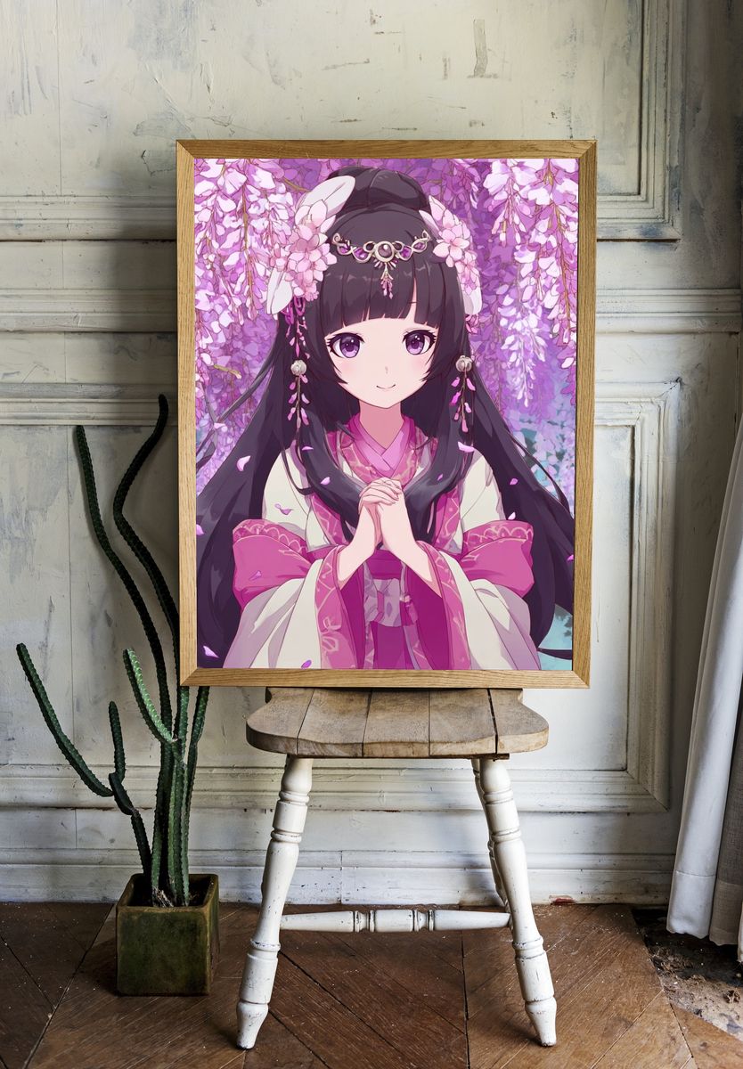 Cherry Blossom Girl Anime Print. — room view 1