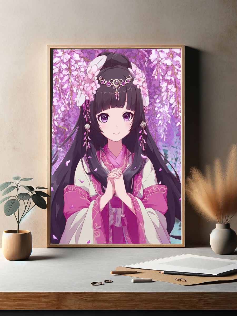 Cherry Blossom Girl Anime Print. — room view 2