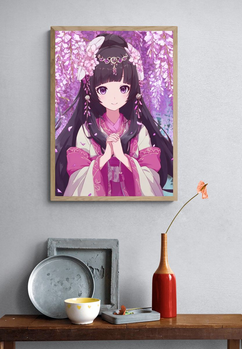 Cherry Blossom Girl Anime Print. — room view 3