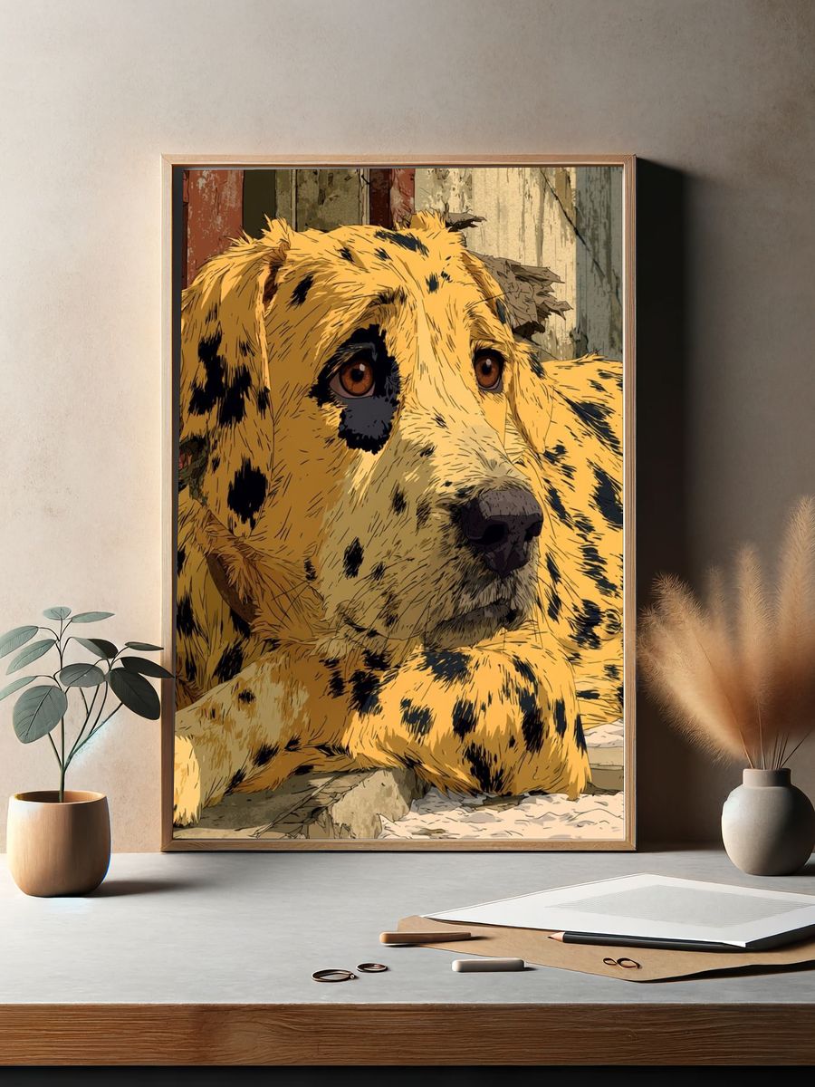 Dalmatian Portrait Illustration Poster. — room view 2
