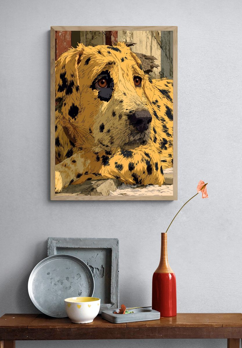 Dalmatian Portrait Illustration Poster. — room view 3