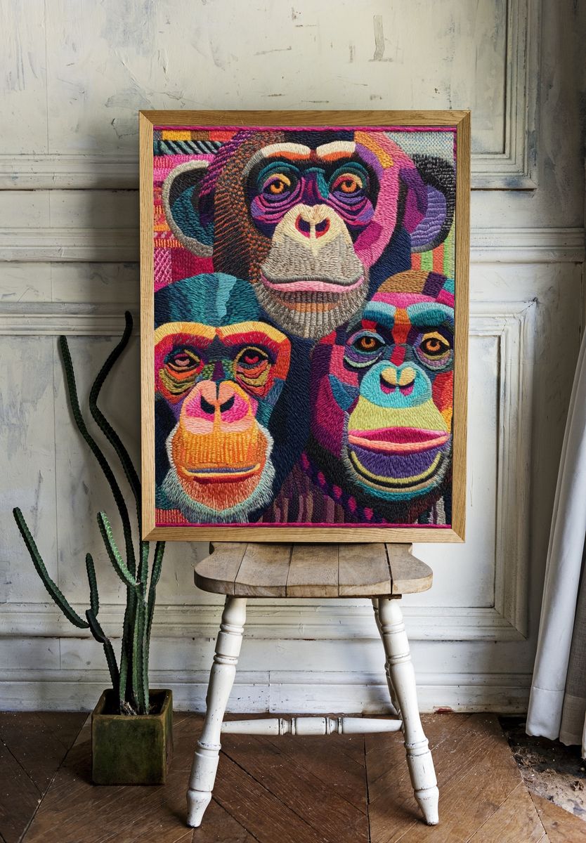 Colorful Chimpanzee Portrait Poster. room preview