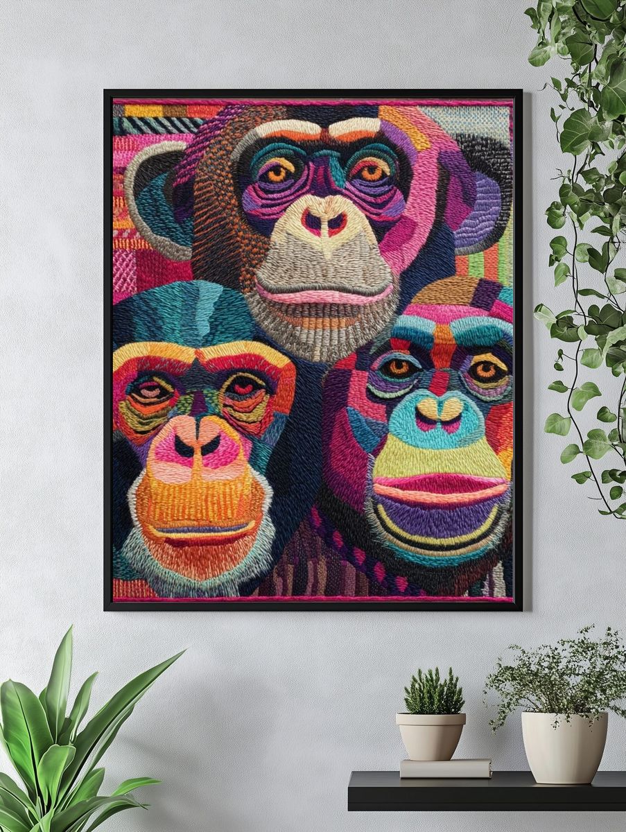 Colorful Chimpanzee Portrait Poster. — room view 4