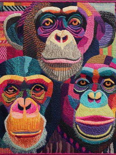 Colorful Chimpanzee Portrait Poster.
