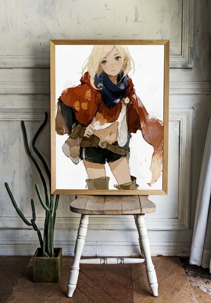 Anime Girl Watercolor Poster. room preview
