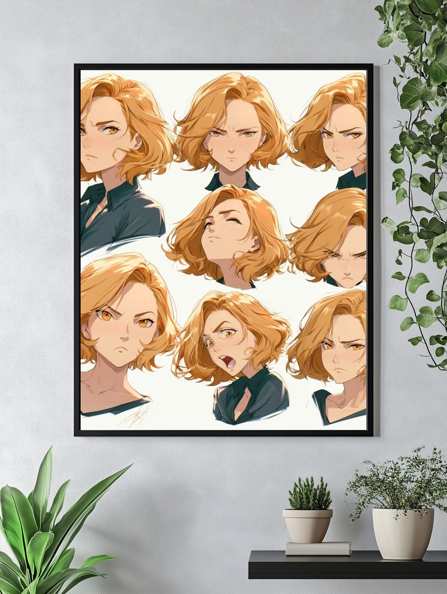 Anime Character Expressions Illustration Poster. — room view 4