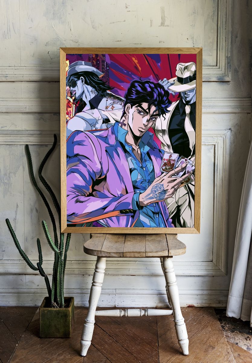 JoJo-Inspired Trio Anime Poster. room preview
