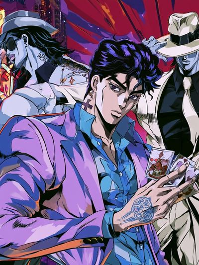 JoJo-Inspired Trio Anime Poster.