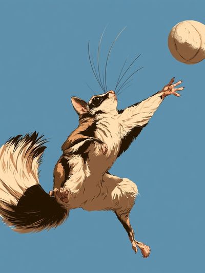 Flying Squirrel Illustration Poster.