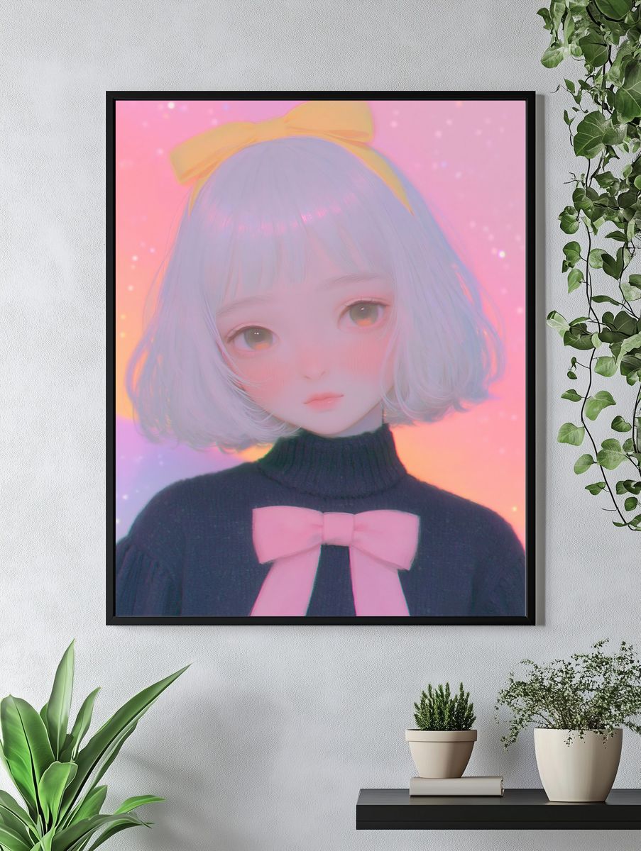 Pastel Anime Girl Portrait Poster. — room view 4