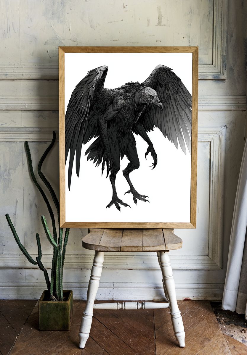 Black Vulture Illustration Poster. room preview
