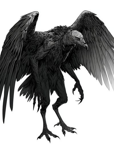 Black Vulture Illustration Poster.