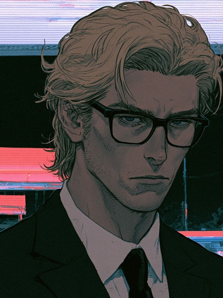 Brooding Anime Portrait Print. poster detail