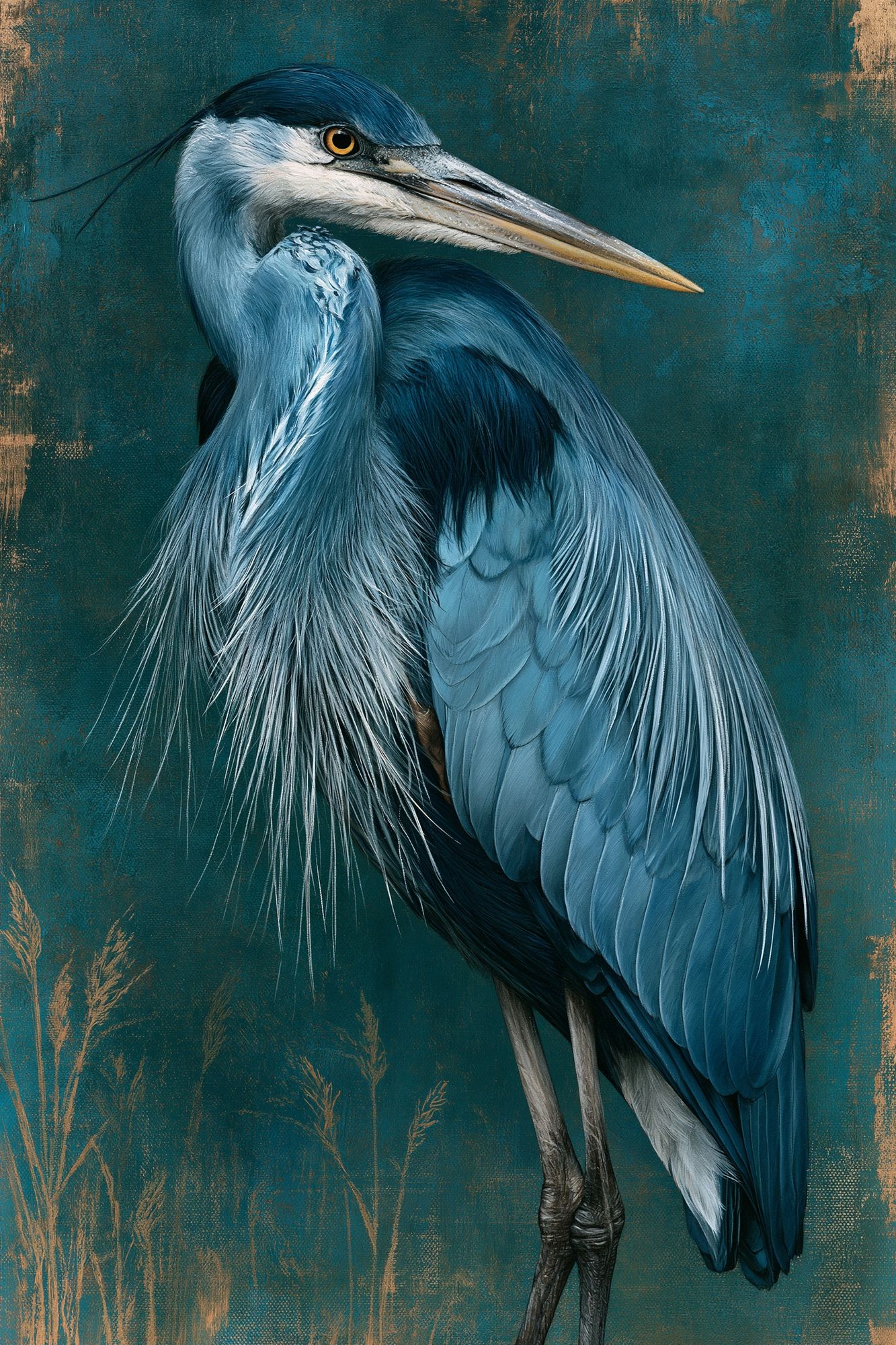 Blue Heron Portrait Print. poster — animals art