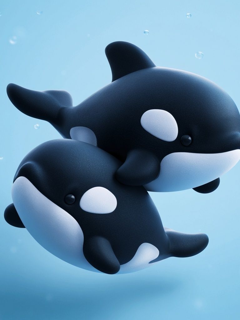Cute Orca Duo Illustration Poster. poster — animals art