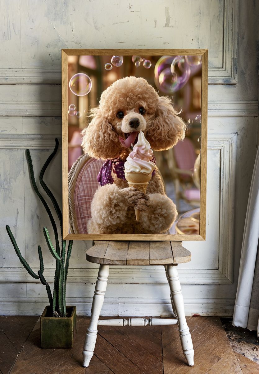 Poodle with Ice Cream Poster. — room view 1
