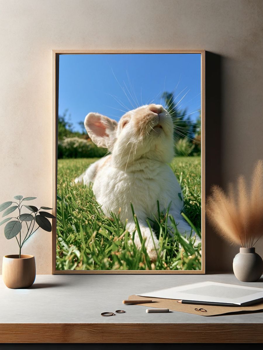 Sunlit Bunny Portrait Poster. — room view 2