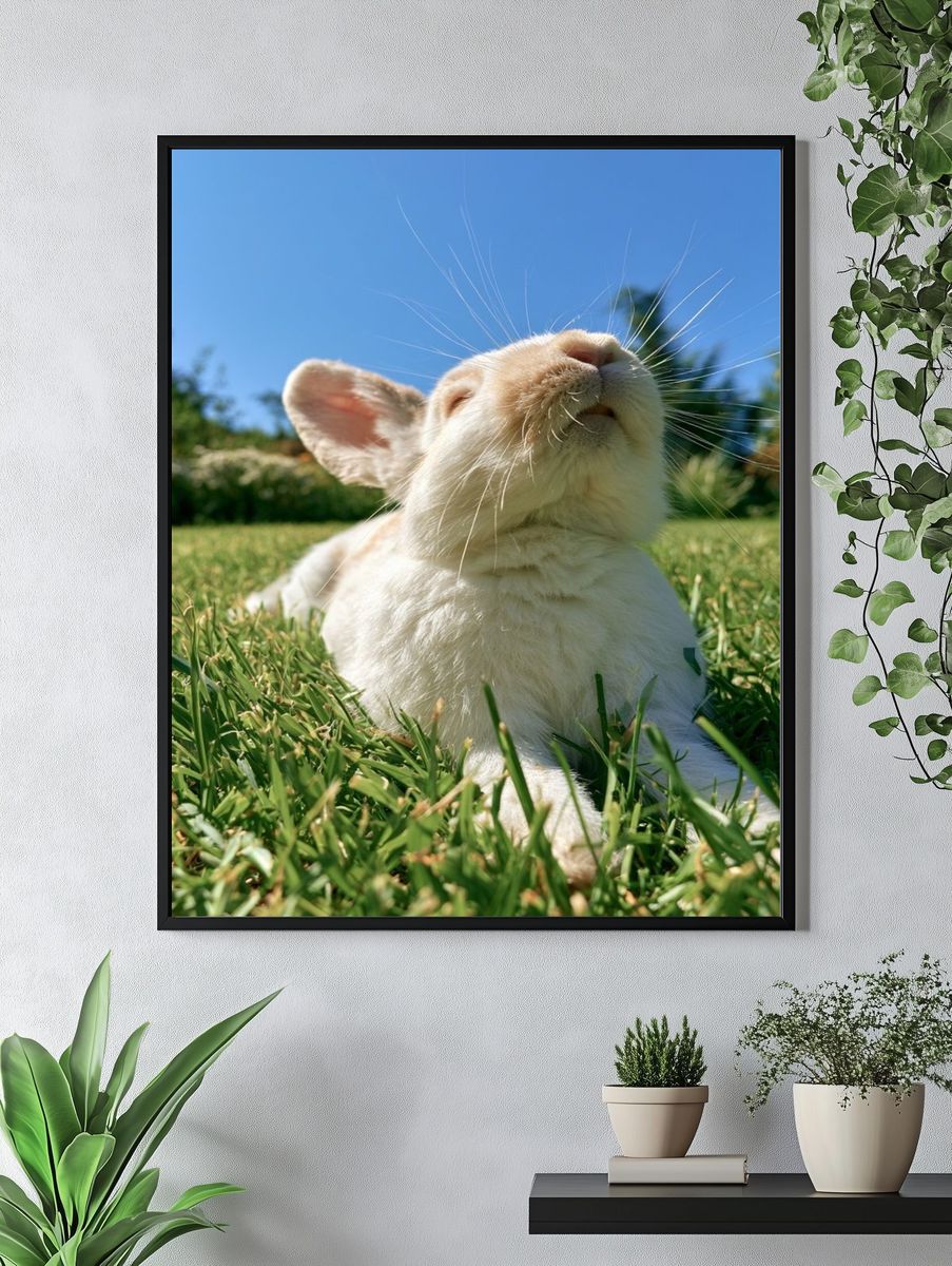 Sunlit Bunny Portrait Poster. — room view 4
