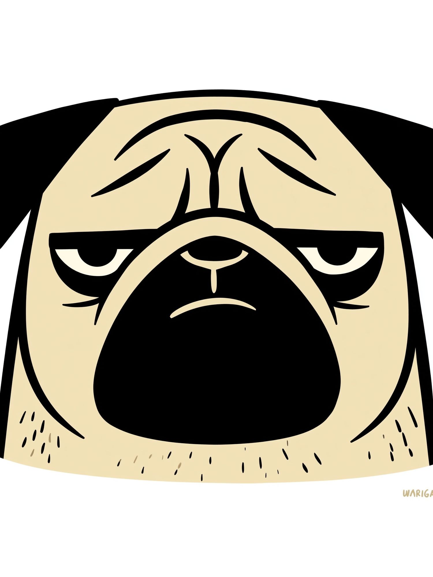 Grumpy Pug Illustration Poster. poster detail