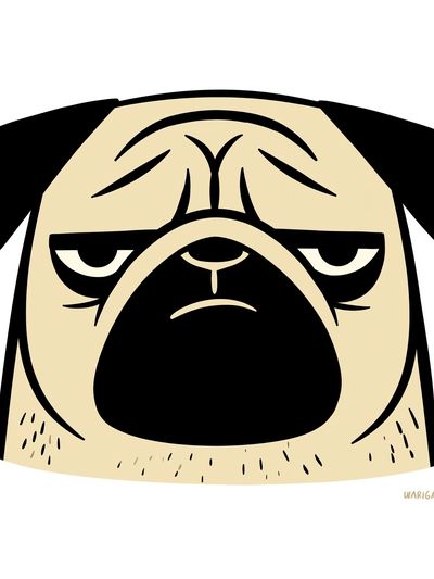 Grumpy Pug Illustration Poster. poster