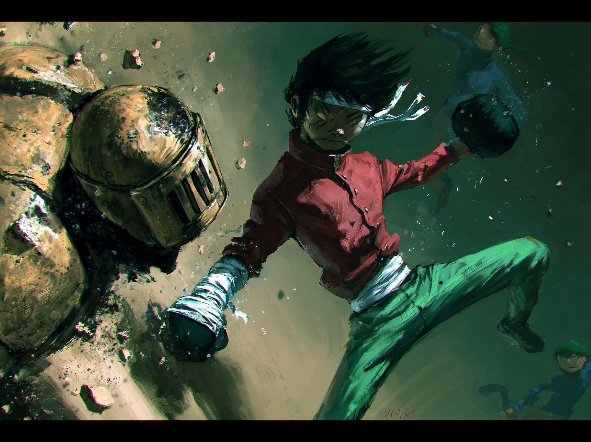 Anime Fighter Action Print. poster — anime art