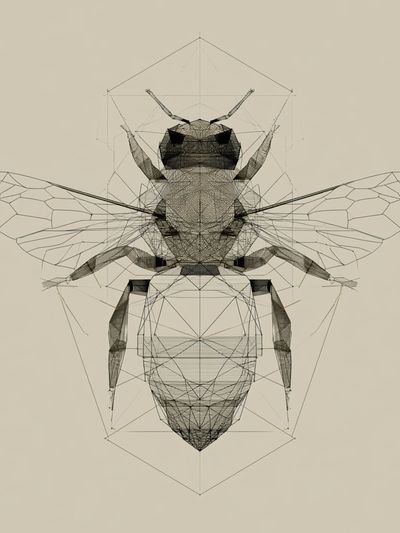 Geometric Bee Line-Art Poster. poster