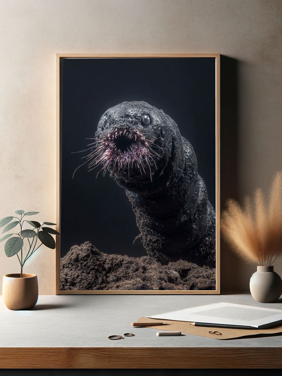Deep-Sea Worm Portrait Print. — room view 2