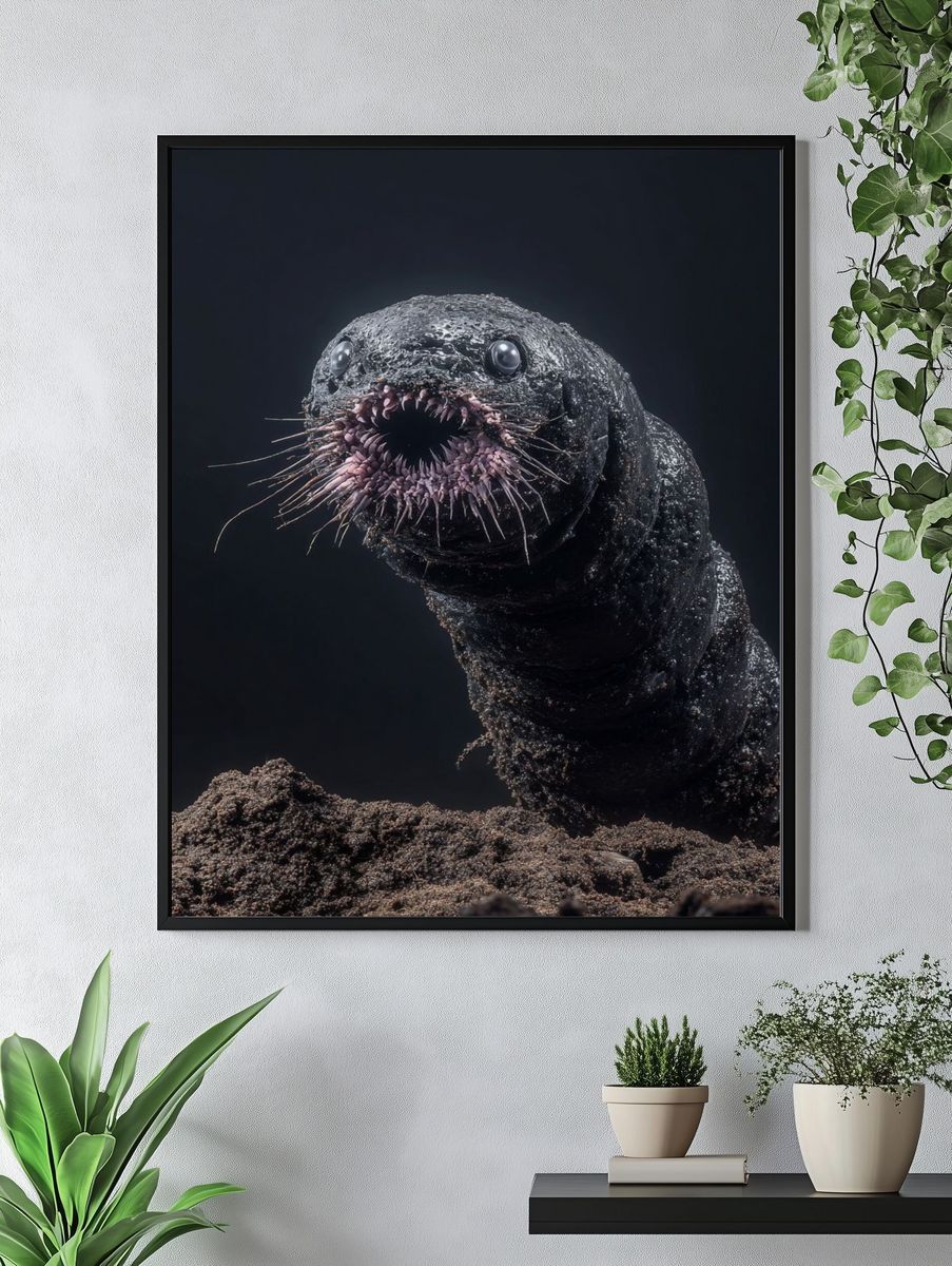 Deep-Sea Worm Portrait Print. — room view 4