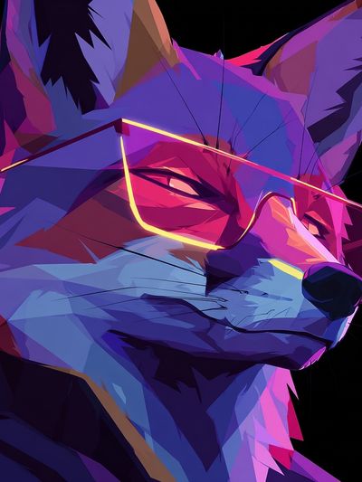 Neon Fox Digital Art Poster. poster