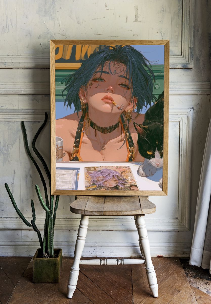 Anime Catgirl Café Poster. room preview