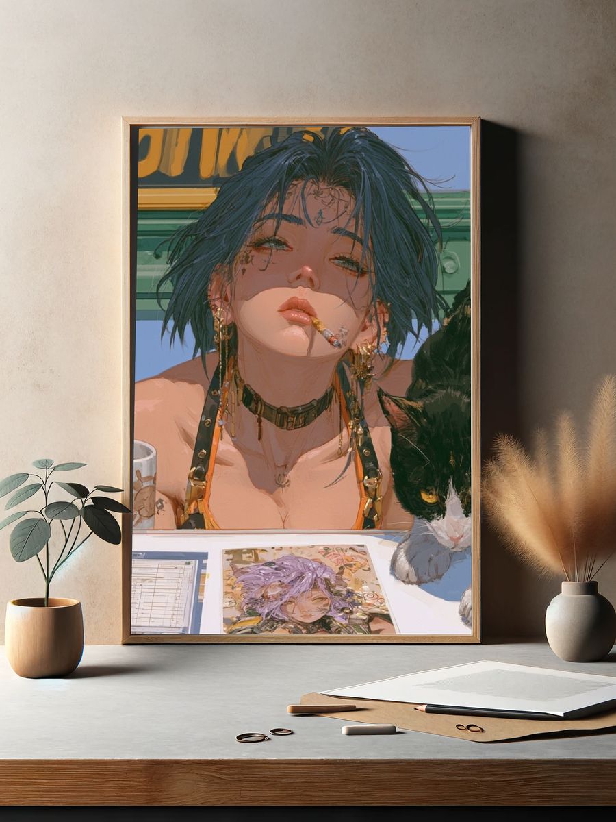 Anime Catgirl Café Poster. — room view 2