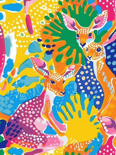 Colorful Deer Pattern Poster. poster