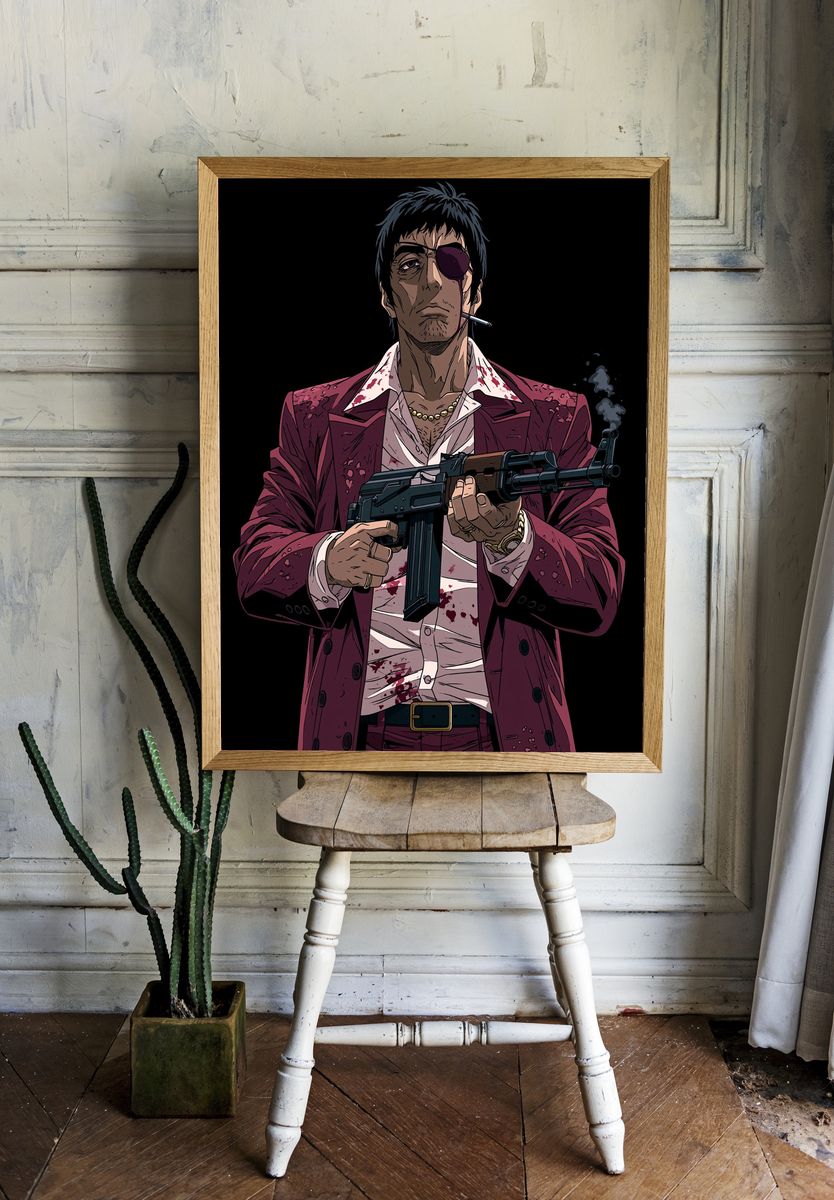 Gangster Anime Portrait Poster. room preview