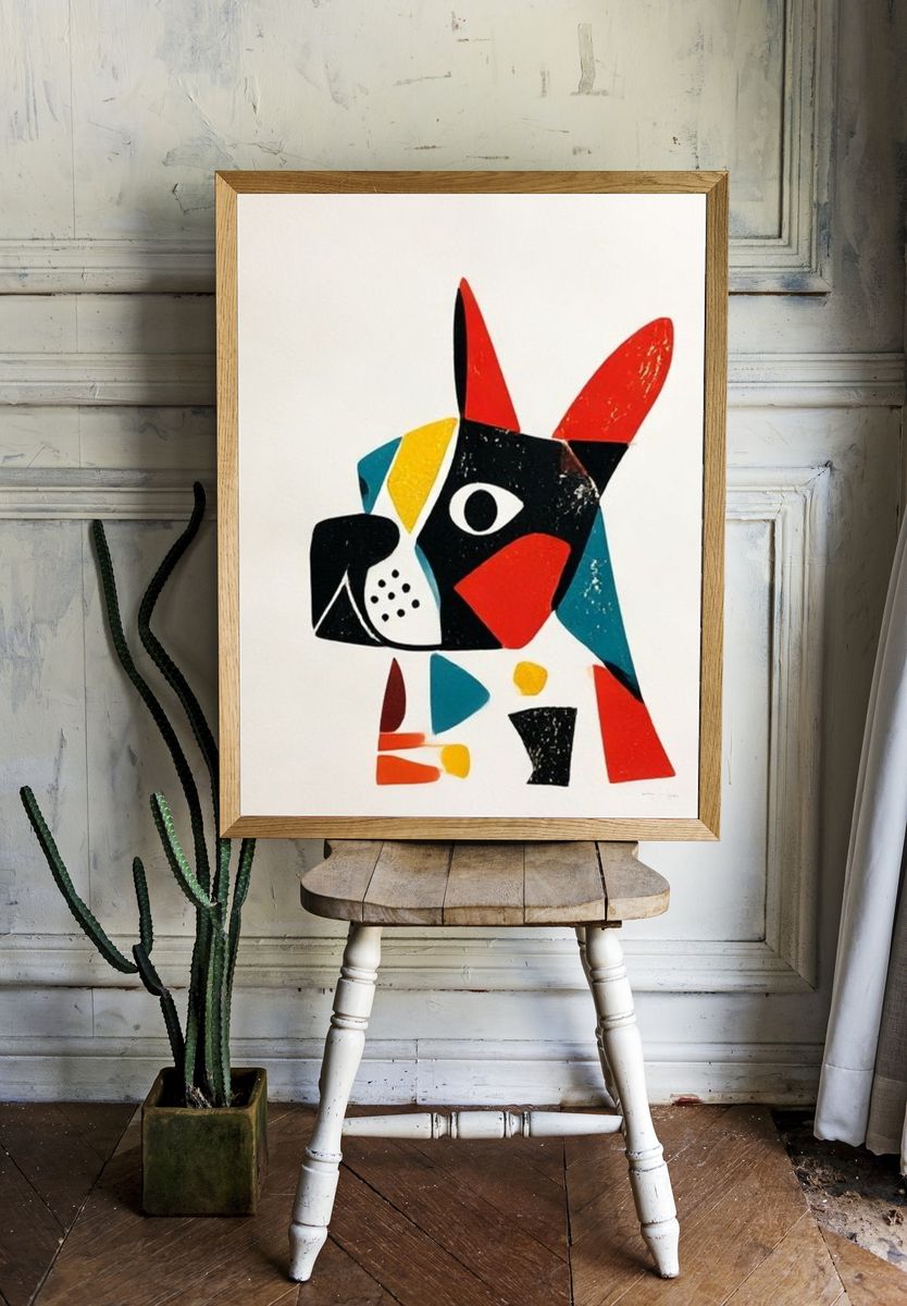 Abstract Dog Portrait Print. room preview