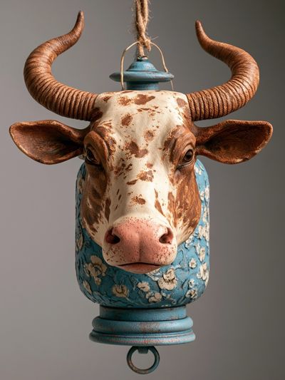 Decorative Cow Head Illustration Poster.