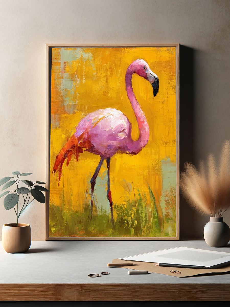 Pink Flamingo Contemporary Print. — room view 2