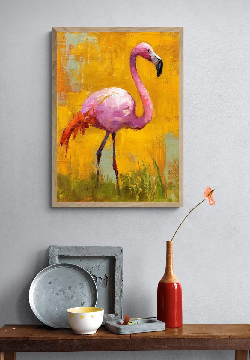 Pink Flamingo Contemporary Print. — room view 3
