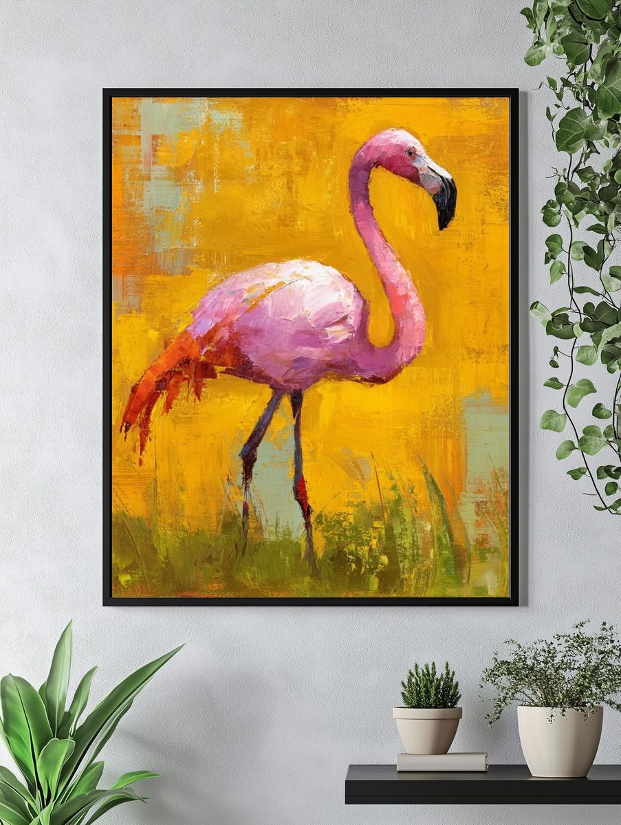 Pink Flamingo Contemporary Print. — room view 4