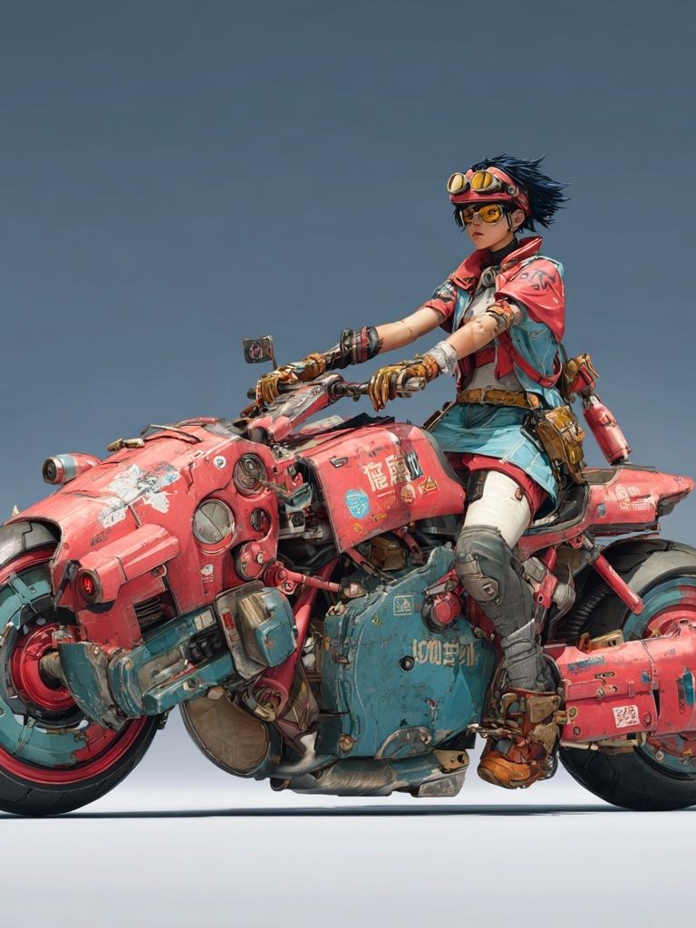 Cyberpunk Rider Motorcycle Print. poster detail